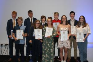 James Mockridge, Winner of Young Chef 2019 with Mayor of Taunton Deane, Cllr Catherine Herbert and Rotarian Patrick Berry